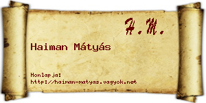 Haiman Mátyás névjegykártya